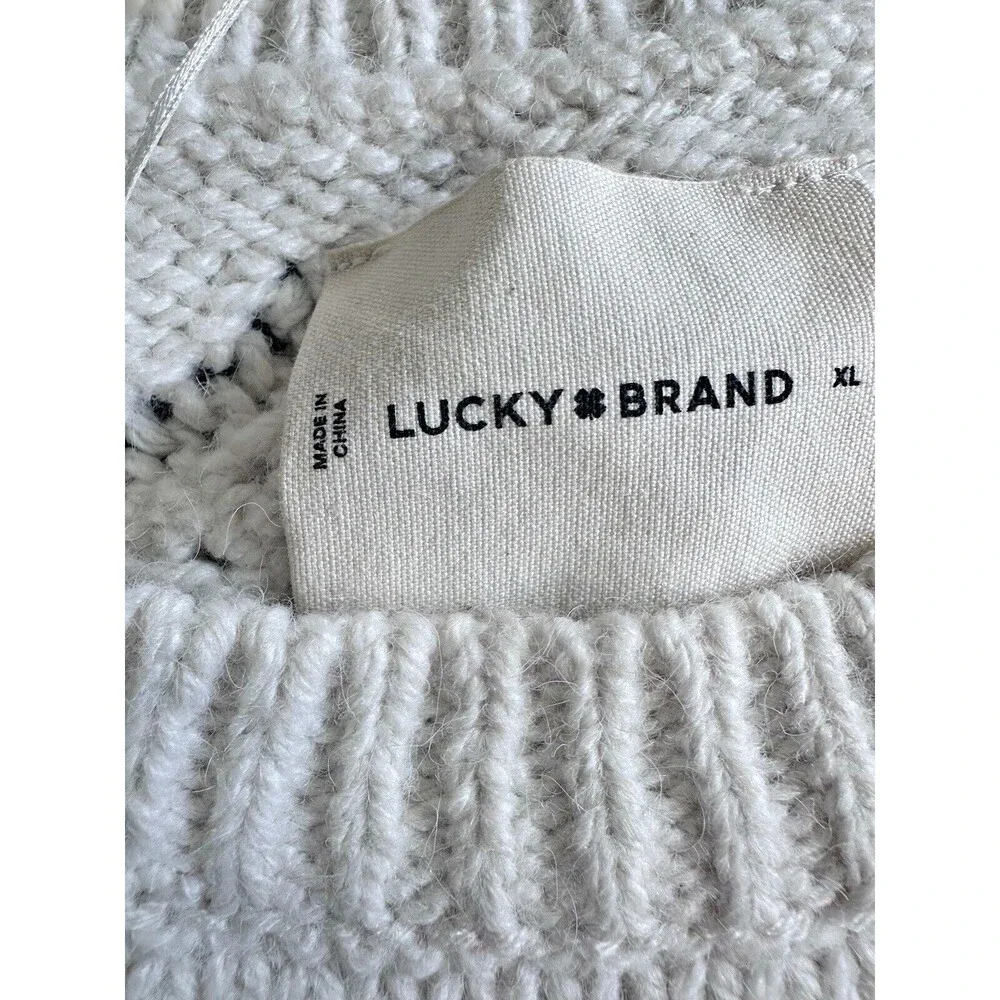 Lucky Brand Women's Open Stitch Pullover Sweater Top Whisper Off White XL